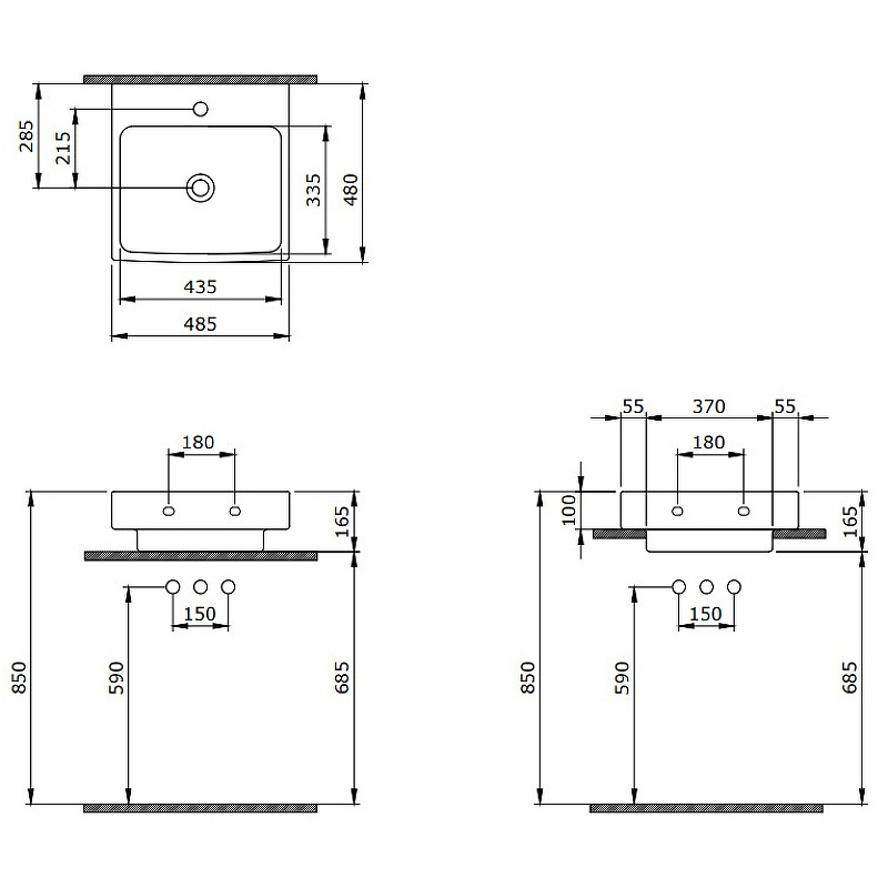 Раковина Berges Strati 48 182005 Белая глянцевая от магазина ЛесКонПром.ру