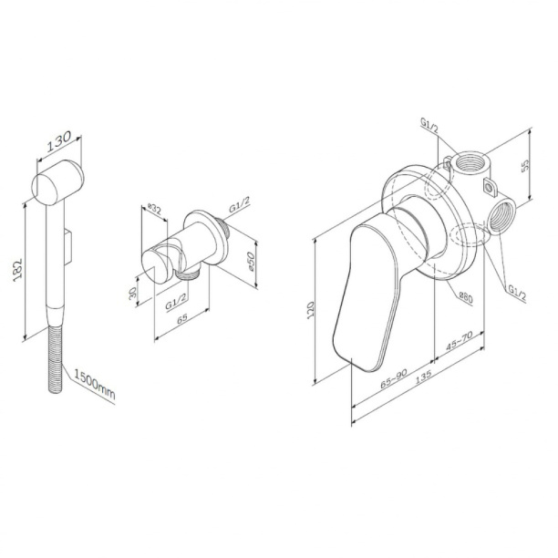Гигиенический душ AM.PM X-Joy встраиваемый от магазина ЛесКонПром.ру