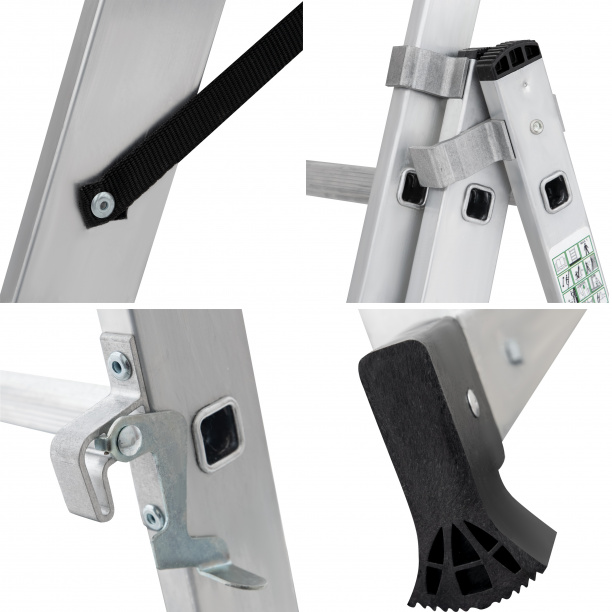 Лестница алюминиевая трехсекционная Новая Высота 13 ступеней от магазина ЛесКонПром.ру