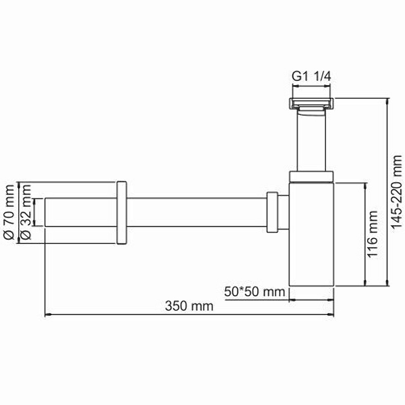 Сифон для раковины WasserKRAFT Abens A169 Черный матовый от магазина ЛесКонПром.ру