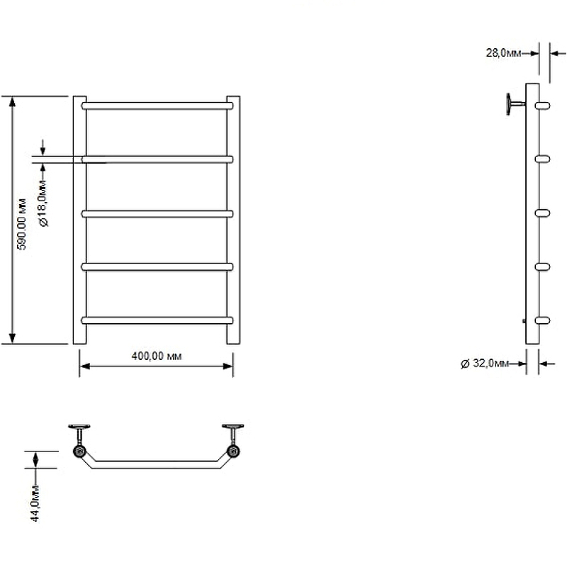 Водяной полотенцесушитель Aquanet Fiona 60x40 266735 Хром от магазина ЛесКонПром.ру