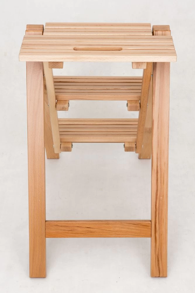 Стремянка-табурет деревянная с широкими ступенями Hoz-Block Микки 2 ступени Светлая (арт. СДМТ-2С) от магазина ЛесКонПром.ру