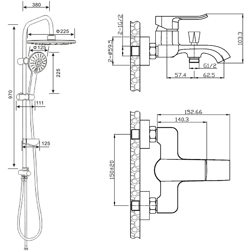 Душевая система Agger Happy A0493500 Хром от магазина ЛесКонПром.ру