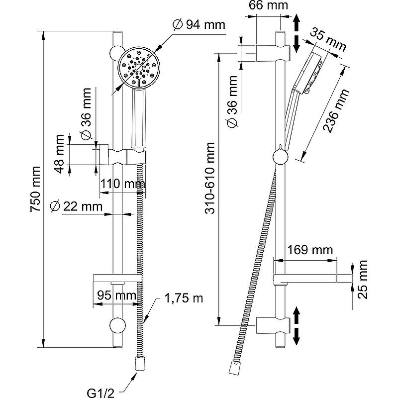 Душевой гарнитур Swedbe Calypso 5080 Хром от магазина ЛесКонПром.ру
