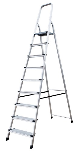 Стремянка алюминиевая с широкой ступенью Новая Высота 9 ступеней (арт. 2117109) от магазина ЛесКонПром.ру