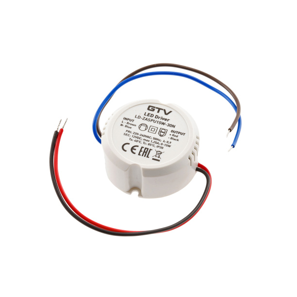 Блок питания 220/12В GTV 15 Вт IP20 от магазина ЛесКонПром.ру