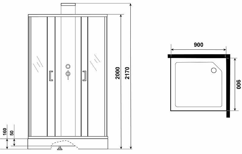 Душевая кабина Grossman Elegans 90x90 GR251Q без гидромассажа от магазина ЛесКонПром.ру