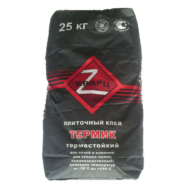 Клей для плитки термостойкий КВАРЦ Термик 25 кг от магазина ЛесКонПром.ру