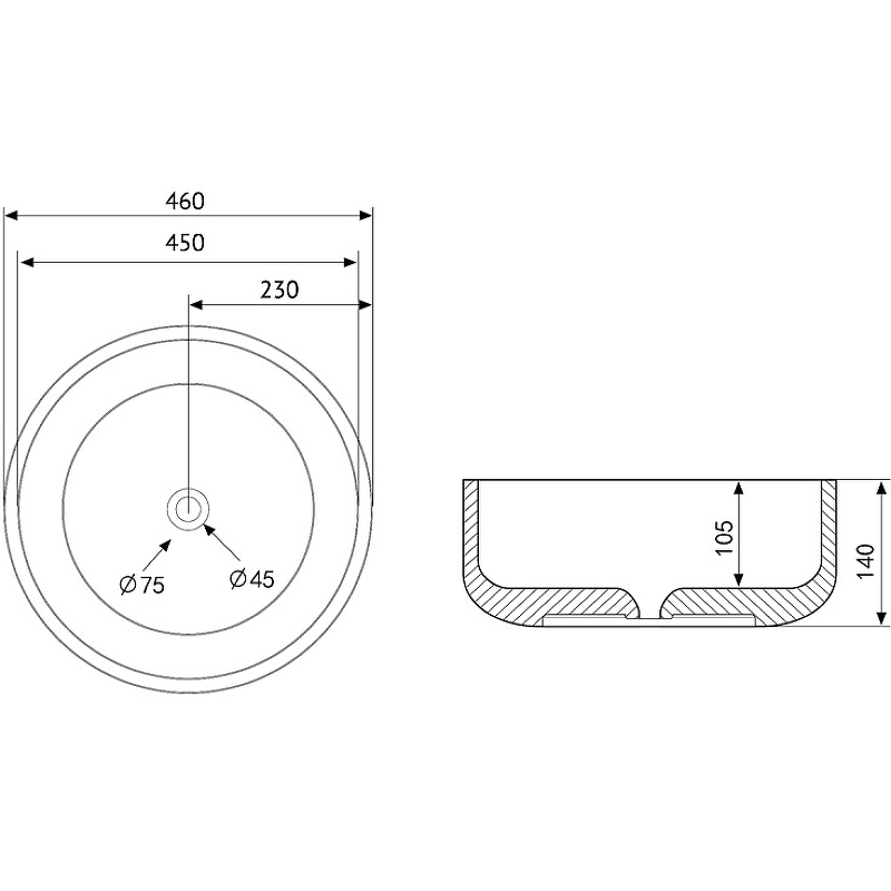 Раковина-чаша Abber Bequem 46 AC2100MG Серая матовая от магазина ЛесКонПром.ру