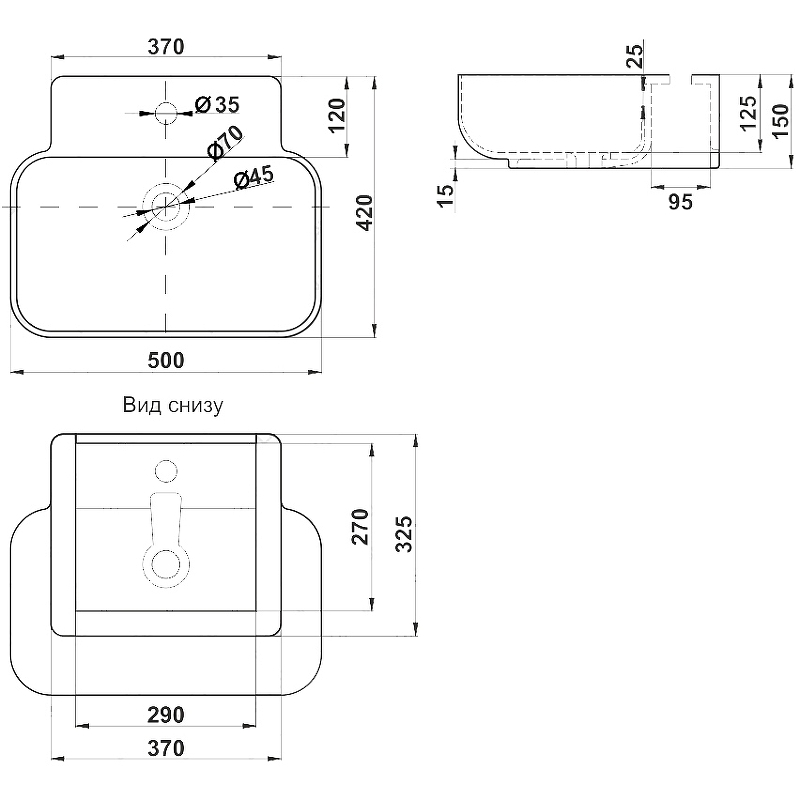 Раковина Melana 50 MLN-A462 Белая от магазина ЛесКонПром.ру