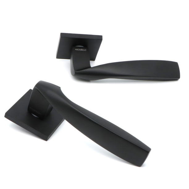 Ручки дверные NEODECO Chamomile EN черные от магазина ЛесКонПром.ру