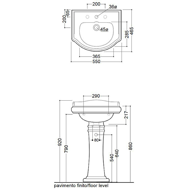 Раковина Kerasan Retro 55 104501*1 Белая от магазина ЛесКонПром.ру