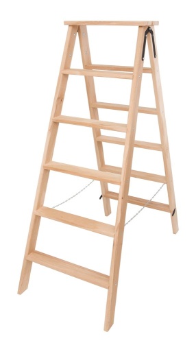 Стремянка двухсторонняя деревянная со ступенями Hoz-Block Штукатур 2x10 ступеней (арт. СДДШ-10) от магазина ЛесКонПром.ру