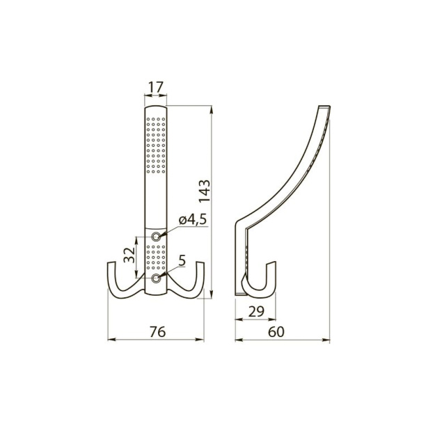 Крючок мебельный GT 23 A0 никель матовый от магазина ЛесКонПром.ру