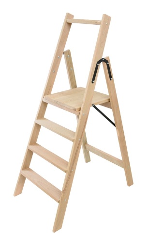 Стремянка деревянная односторонняя со ступенями Hoz-Block Электрик 4 ступени (арт. СДЭ-4) от магазина ЛесКонПром.ру