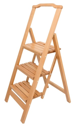 Стремянка деревянная с широкими ступенями Hoz-Block Микки 3 ступени Светлая (арт. СДМ-3С) от магазина ЛесКонПром.ру