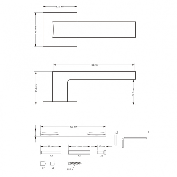 Ручки дверные NEODECO Mandarin EN черные от магазина ЛесКонПром.ру