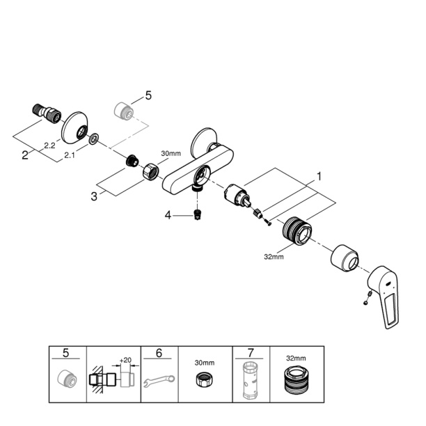 Смеситель для душа GROHE Bauloop New от магазина ЛесКонПром.ру
