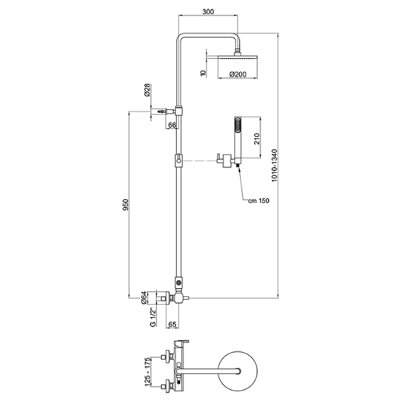 Душевая система Webert Azeta AZ870105015PVC Хром от магазина ЛесКонПром.ру