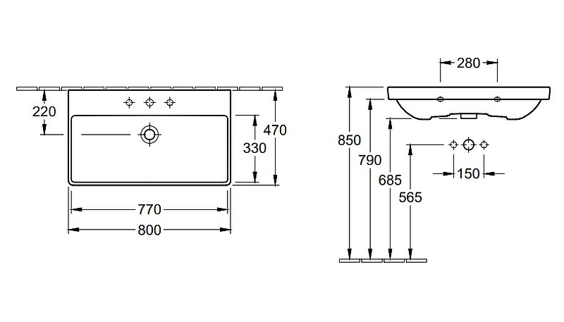 Раковина Villeroy&Boch Avento 80 41568001 Альпийский белый от магазина ЛесКонПром.ру