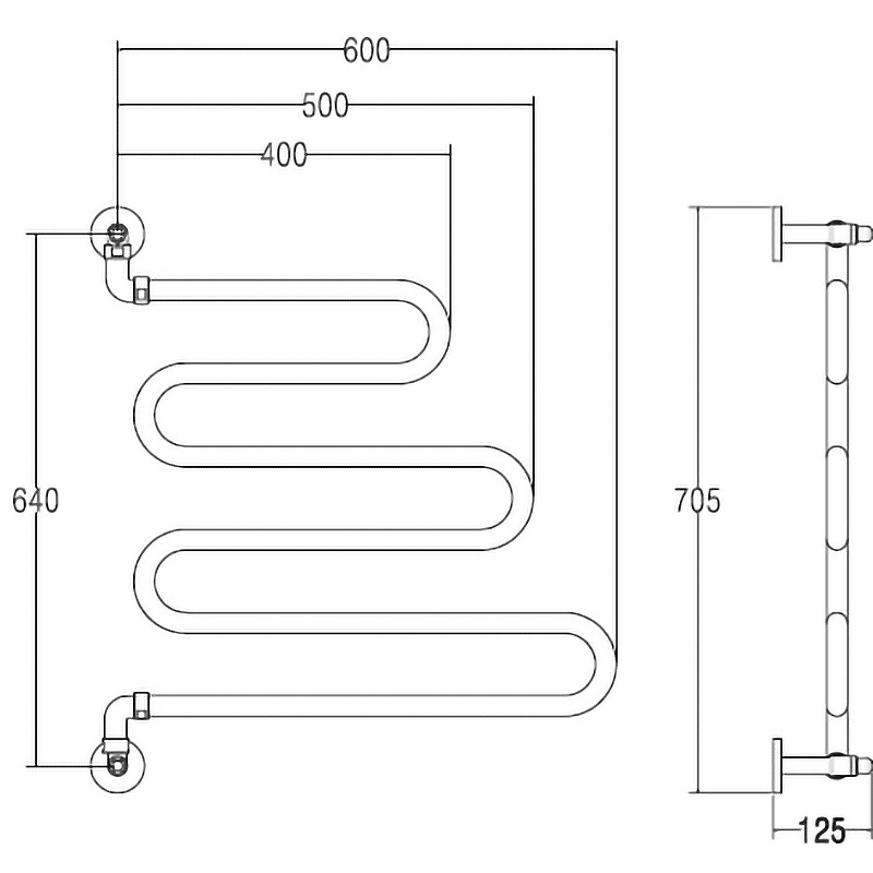 Водяной полотенцесушитель Margaroli Vento 405CR Хром от магазина ЛесКонПром.ру