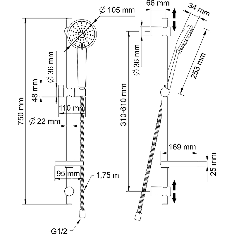 Душевой гарнитур Swedbe Calypso 5082 Хром от магазина ЛесКонПром.ру
