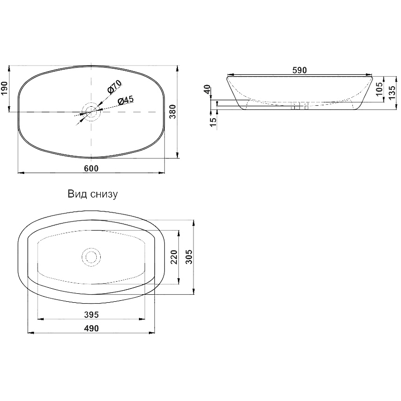 Раковина-чаша Melana 60 MLN-A500A Белая от магазина ЛесКонПром.ру