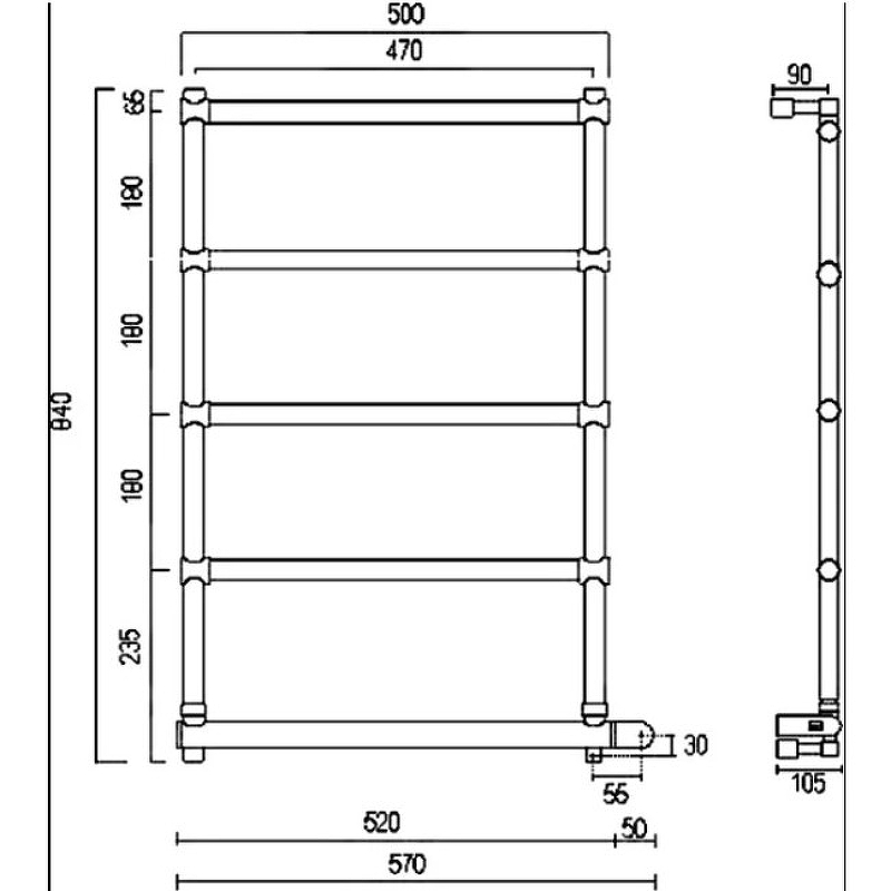 Электрический полотенцесушитель Margaroli Sole 5424705OBNB Бронза от магазина ЛесКонПром.ру