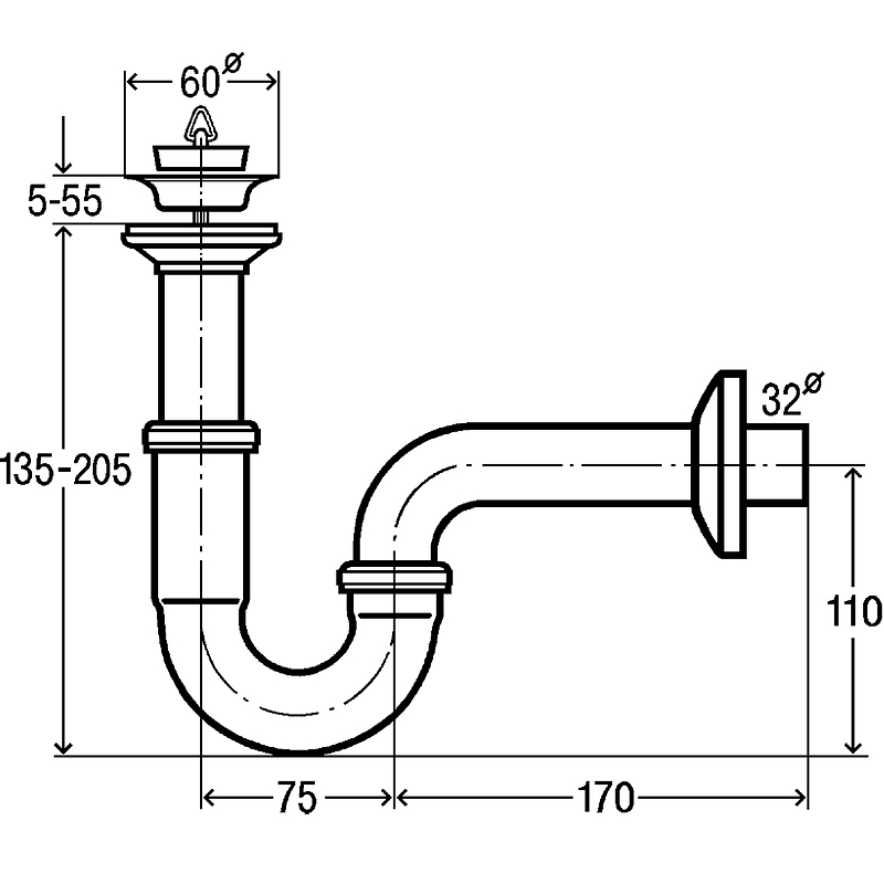 Сифон для раковины Viega Sifon 5612 111298 Хром от магазина ЛесКонПром.ру