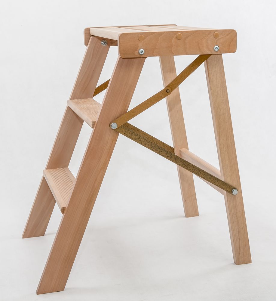 Стремянка-табурет деревянная Hoz-Block Джексон 3 ступени Светлая (арт. СДТД-3С) от магазина ЛесКонПром.ру