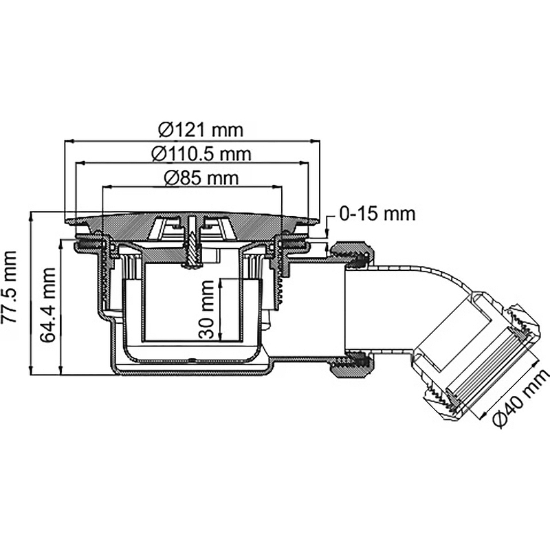 Сифон для душевого поддона WasserKRAFT D210 Хром от магазина ЛесКонПром.ру