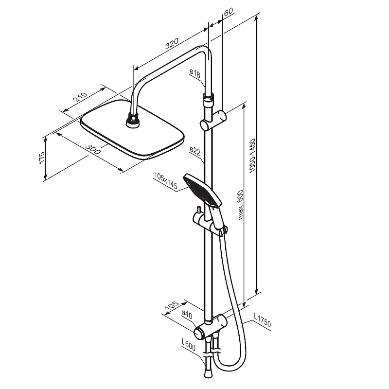 Душевая система Damixa Gala 953000000 Хром от магазина ЛесКонПром.ру