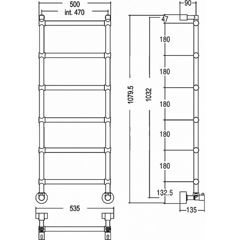 Водяной полотенцесушитель Margaroli Sole 4424706CRN Хром от магазина ЛесКонПром.ру