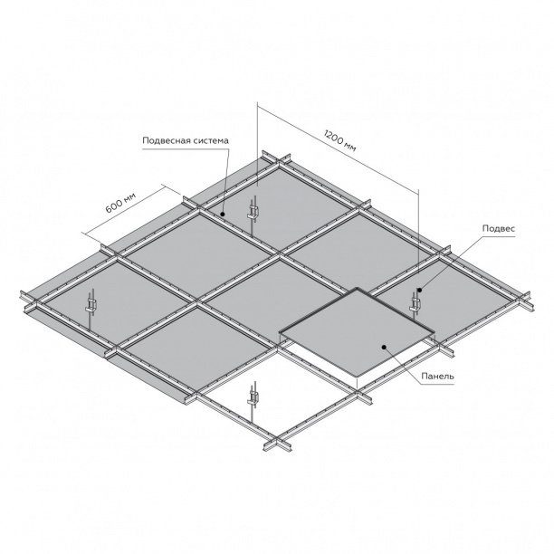 Металлокассета Албес 600x600 мм белая от магазина ЛесКонПром.ру