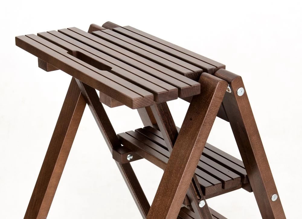 Стремянка-табурет деревянная с широкими ступенями Hoz-Block Микки 3 ступени Венге (арт. СДМТ-3В) от магазина ЛесКонПром.ру