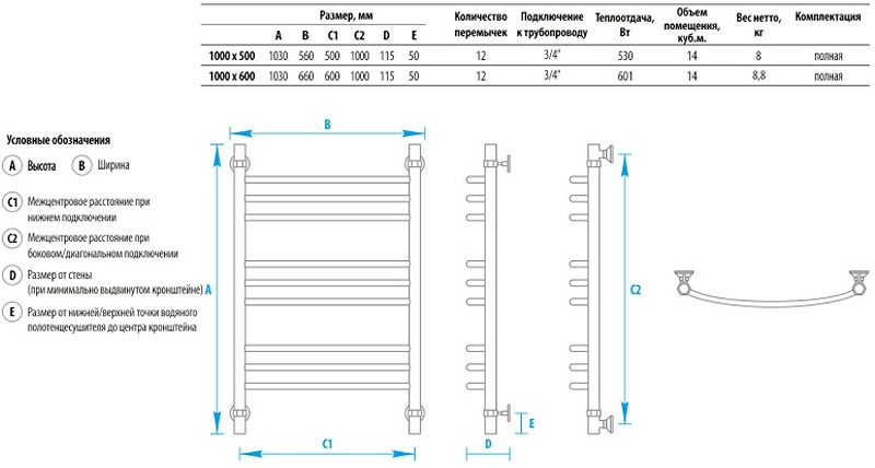 Водяной полотенцесушитель Energy Prestige 1000x600 EWTR0PRES1006000000 Хром от магазина ЛесКонПром.ру