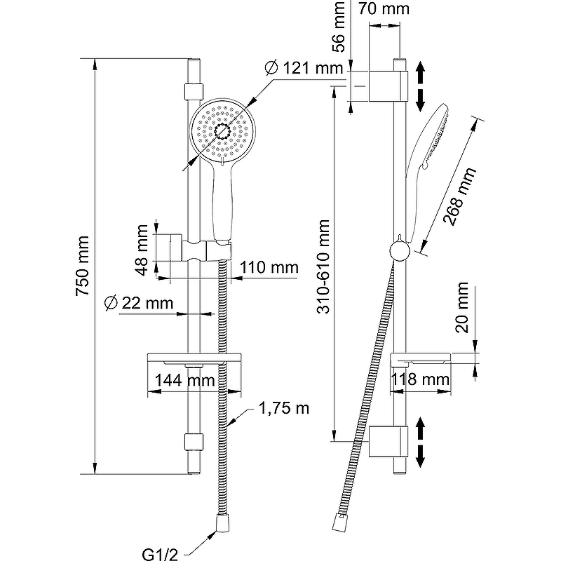 Душевой гарнитур Swedbe Calypso 5011 Хром от магазина ЛесКонПром.ру