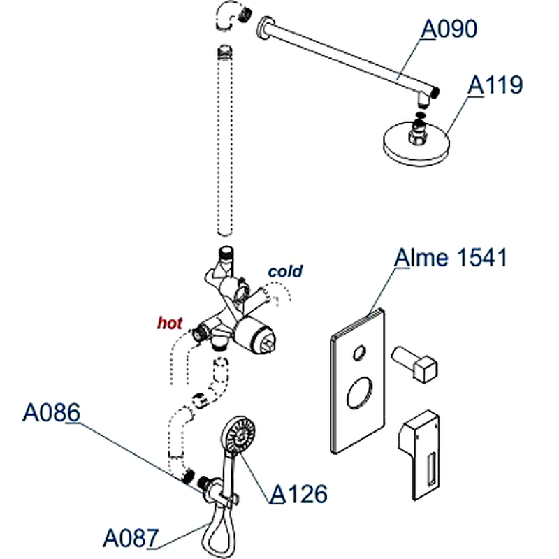 Душевая система WasserKRAFT Alme A16590 Хром от магазина ЛесКонПром.ру