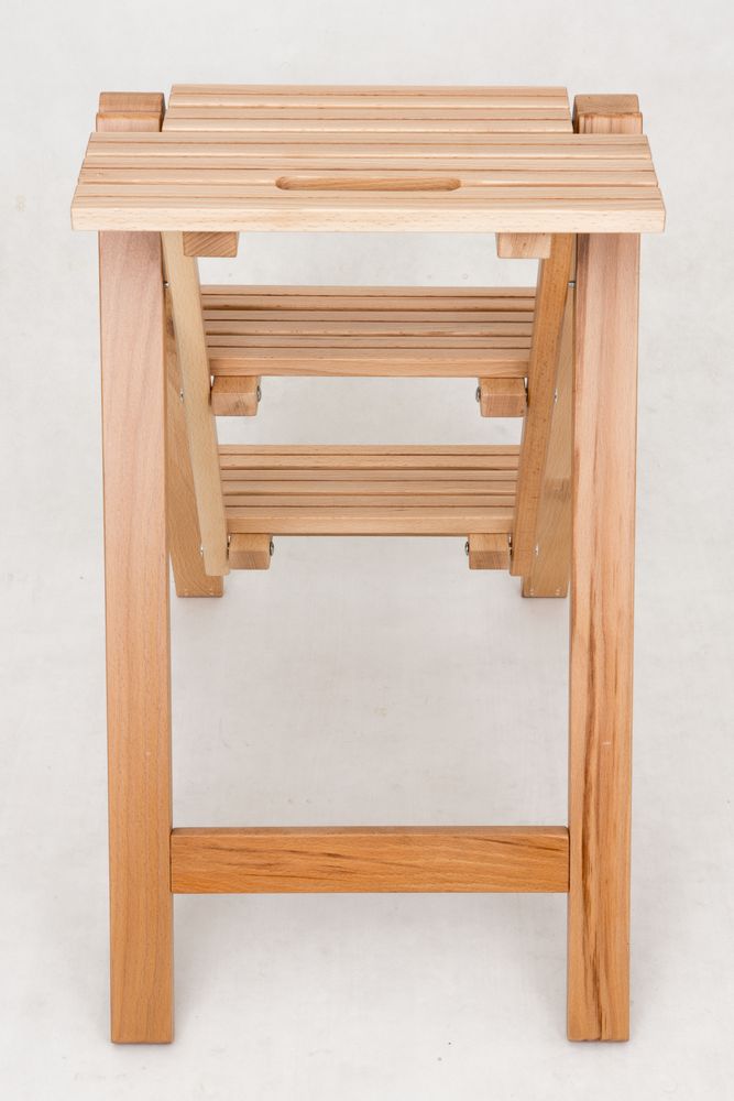 Стремянка-табурет деревянная с широкими ступенями Hoz-Block Микки 3 ступени Белая (арт. СДМТ-3Б) от магазина ЛесКонПром.ру