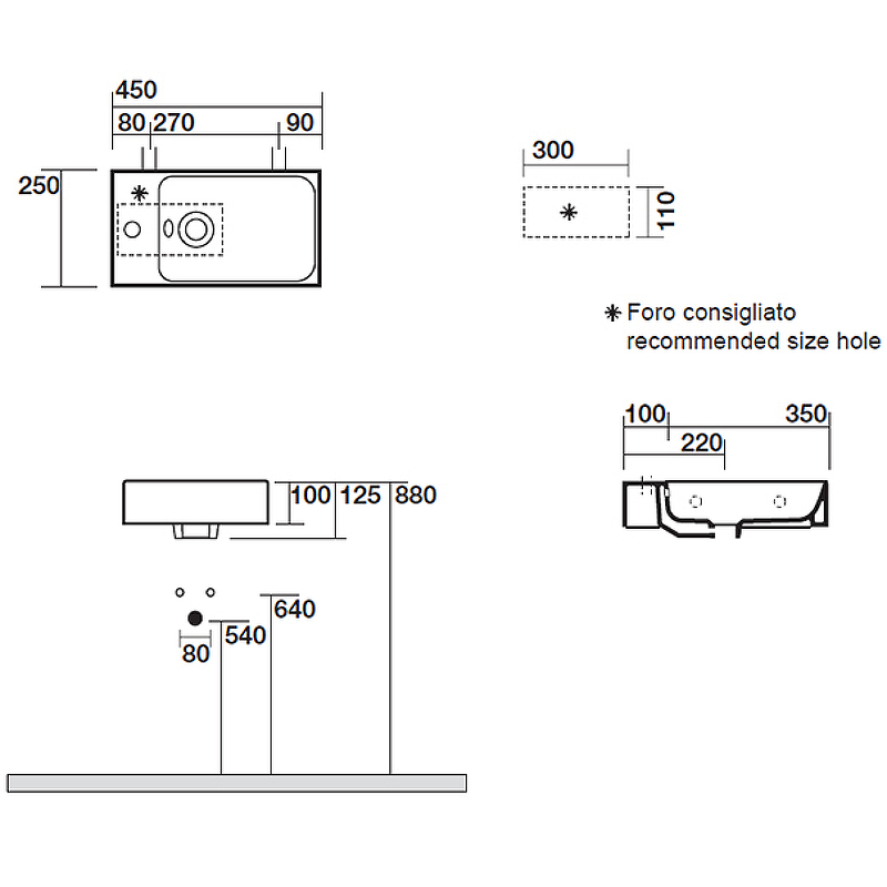 Раковина Kerasan Cento 45 353701L*1 Белая от магазина ЛесКонПром.ру