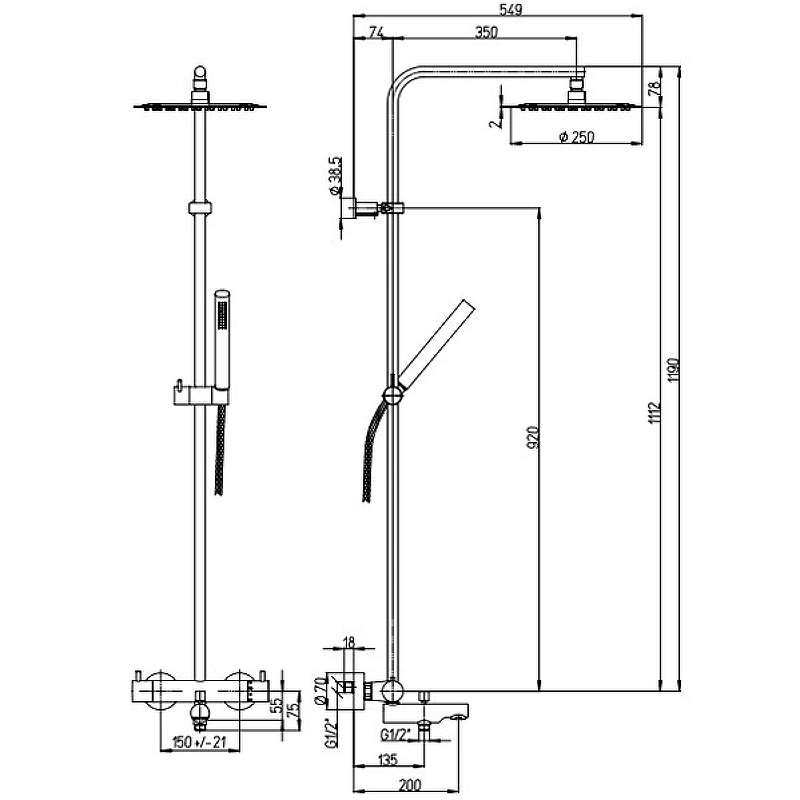 Душевая система Paini Cox 78CR687TH Хром от магазина ЛесКонПром.ру