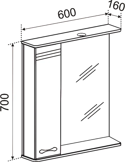Зеркало Emmy Рио 60 L, с подсветкой от магазина ЛесКонПром.ру
