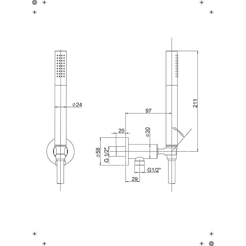 Душевой гарнитур Paini 53CR440TP4 Хром от магазина ЛесКонПром.ру