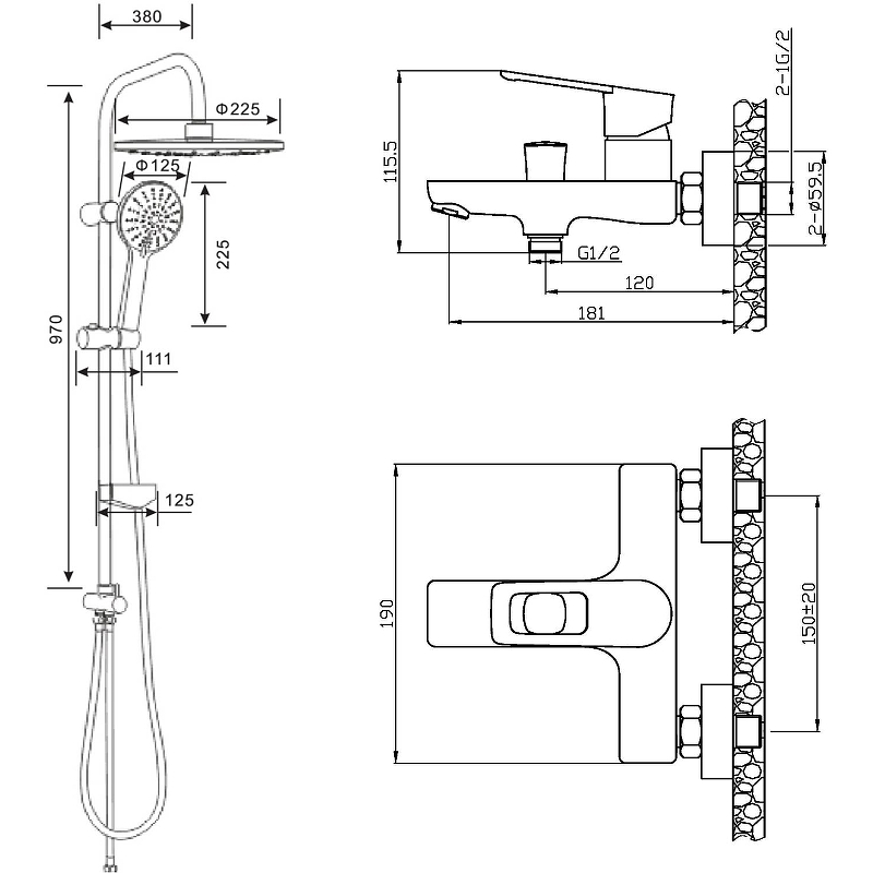 Душевая система Agger Brave A2393500 Хром от магазина ЛесКонПром.ру