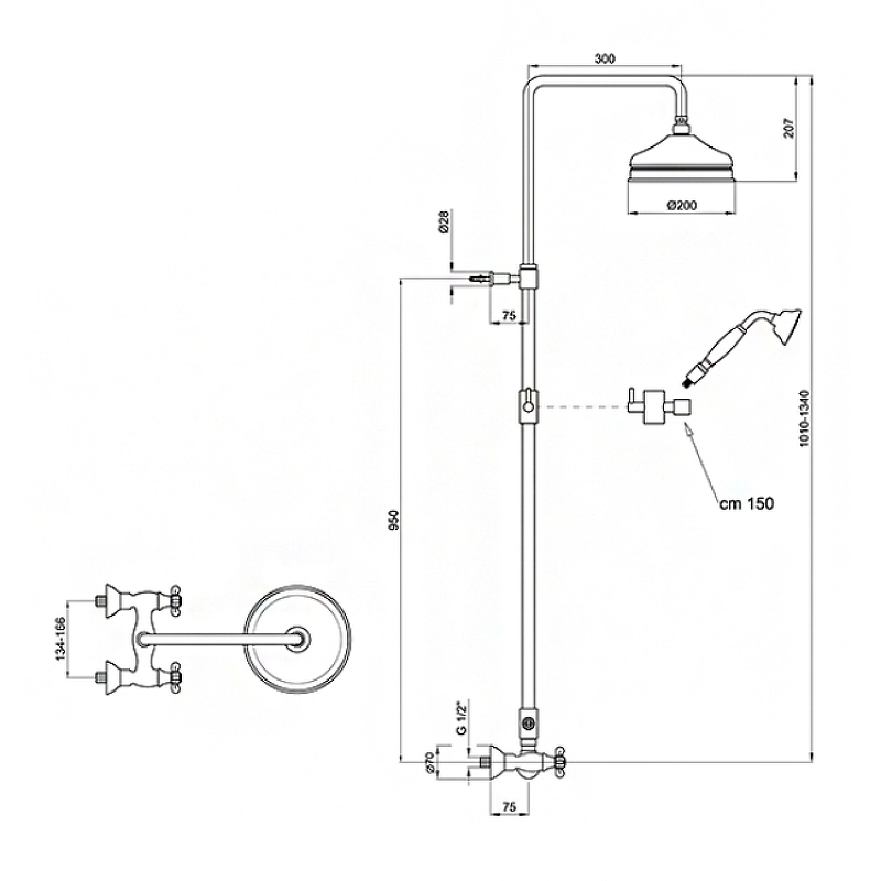 Душевая система Webert Ottocento OT760405015 Хром от магазина ЛесКонПром.ру
