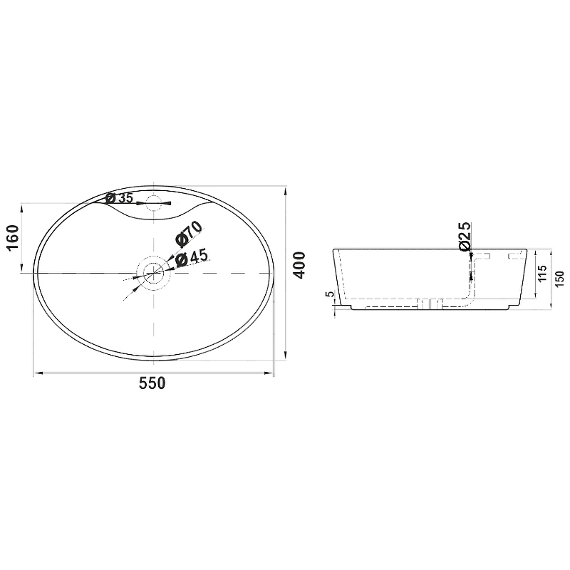 Раковина-чаша Melana 55 MLN-320301 Белая от магазина ЛесКонПром.ру