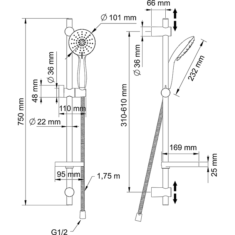 Душевой гарнитур Swedbe Calypso 5081 Хром от магазина ЛесКонПром.ру