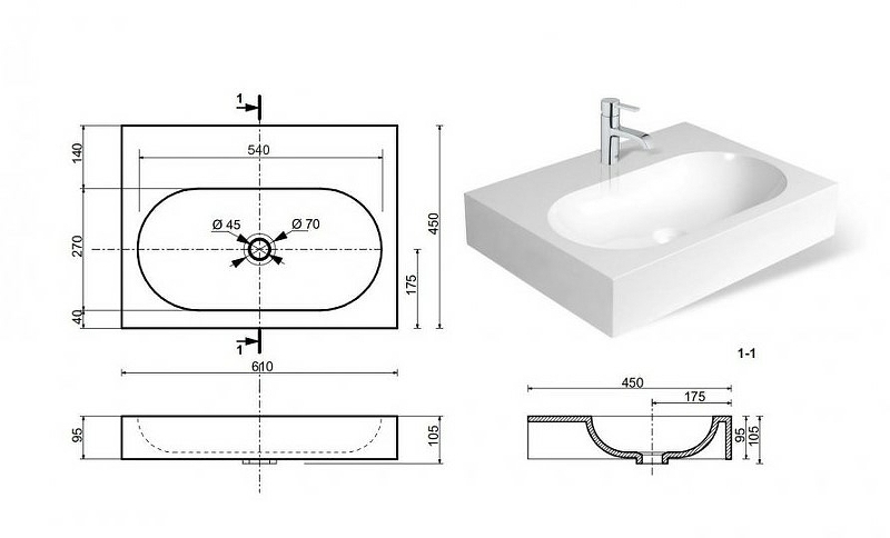 Раковина Эстет Ника 61 ФР-00000795 Белая от магазина ЛесКонПром.ру