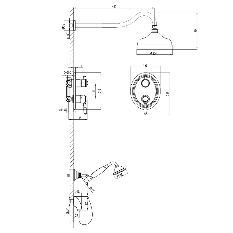 Душевая система Lemark Villa LM4829B Бронза от магазина ЛесКонПром.ру