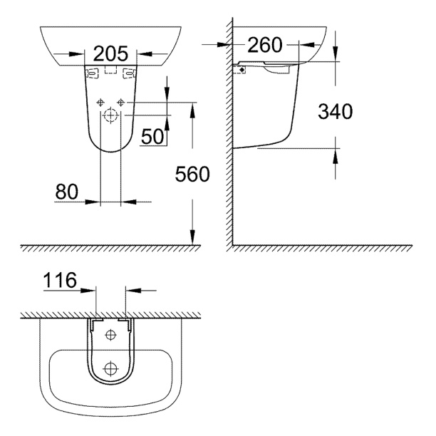 Полупьедестал для раковины GROHE Bau Ceramic от магазина ЛесКонПром.ру
